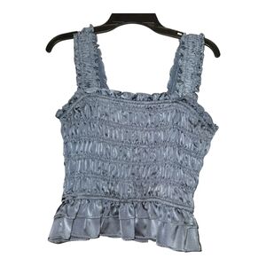 Le Lis Blue Smocked Ruffle Tank Top Y2K Size Small